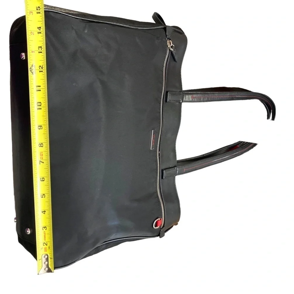 Tumi black nylon and leather laptop tote bag